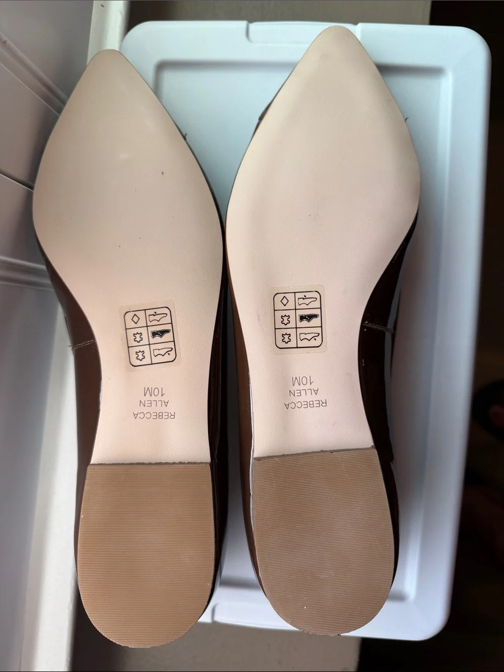 Rebecca Allen Pointed Patent Leather Flats in Brown